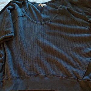 Free People Black Textured Top